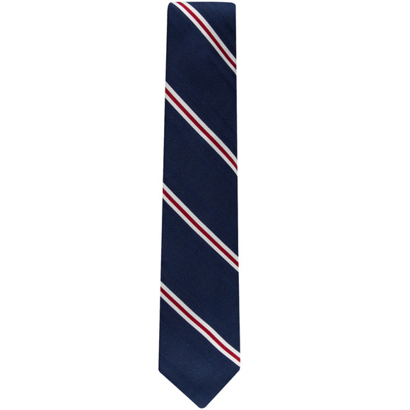 Tommy Hilfiger Men Grenadine Stripe Tie Navy/Red - Picture 1 of 1